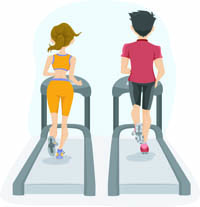 Couple on Treadmill - Illustration