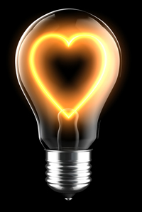 Lightbulb with heart