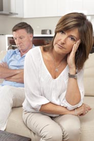 Mature couple fighting sitting on sofa