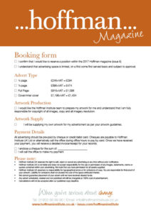 Hoffman Magazine 2017 Booking Form