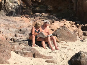 Sunny beach in Jersey Marilyn and Alistair
