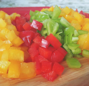 Bright vegetables on a chopping board