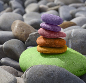 Rainbow stones aligned